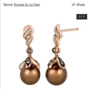 Le Vian 14K Rose Gold Chocolate Pearl & Chocolate Diamond Earrings